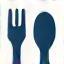 Meal voucher icon with fork and knife.