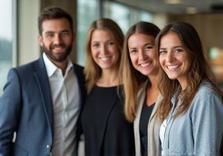 Small group of Foco Total employees smiling together.